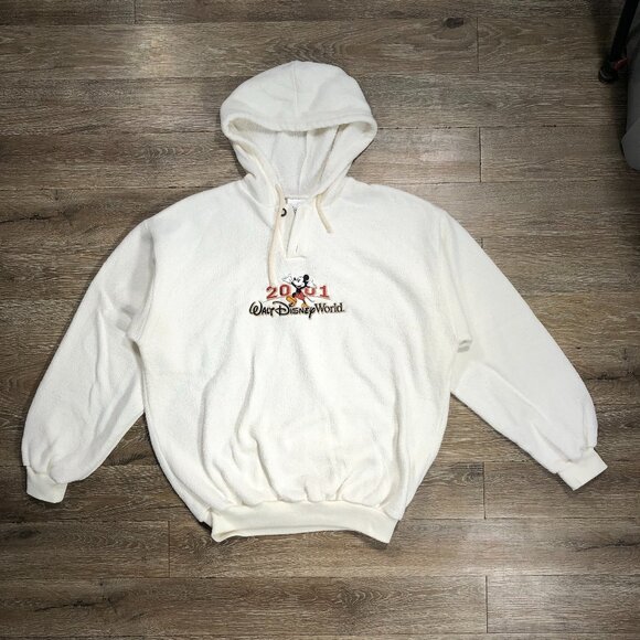 Walt Disney World Hoodie Women Small Ivory White Mickey Mouse 2001 Y2K Vintage - Picture 2 of 11
